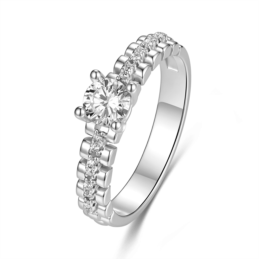 Damenring Silber 925 mit 17 Zirkonia, rhodiniert