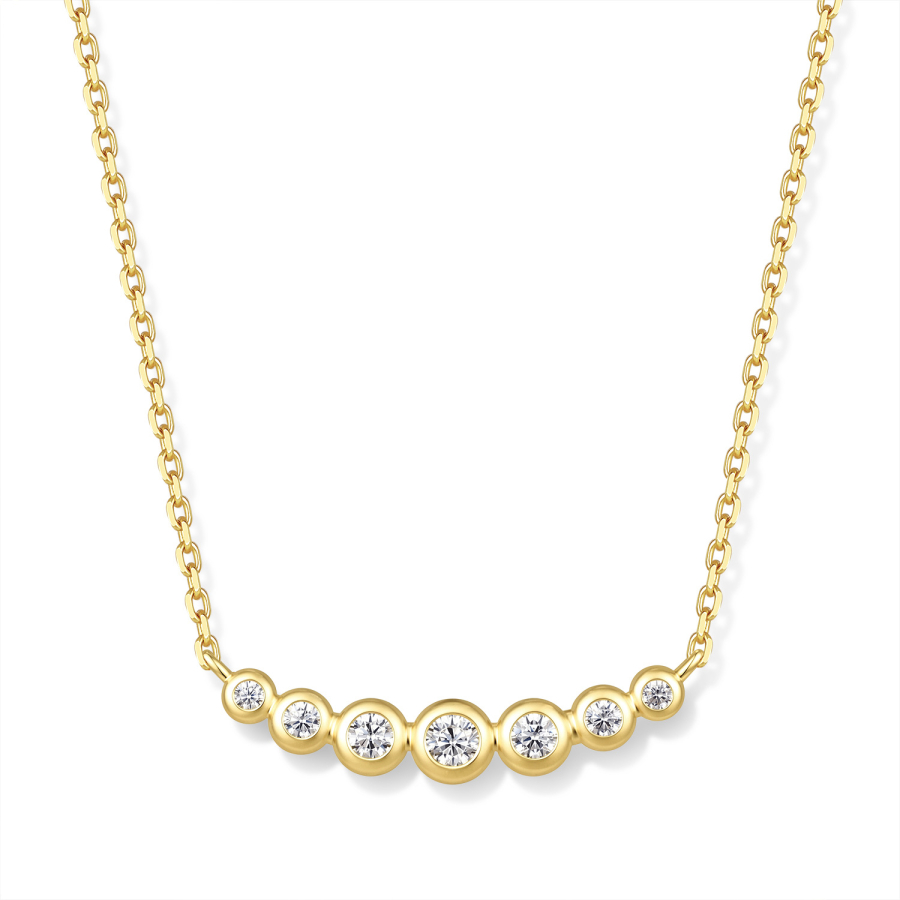 Collier 45/42/40cm Anhänger 7 Zirkonia Silber 925/000 vergoldet