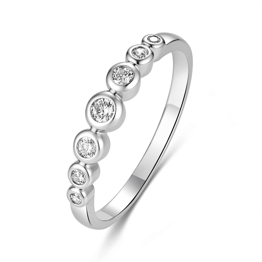 Damenring 7 Zirkonia Silber 925/000 rhodiniert