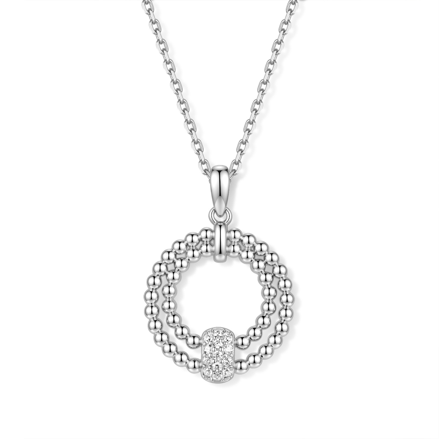 Collier 925 Silber 45 cm, verstellbar auf 42 und 40 cm, Anhänger mit 13 Zirkonia, vergoldet oder rhodiniert