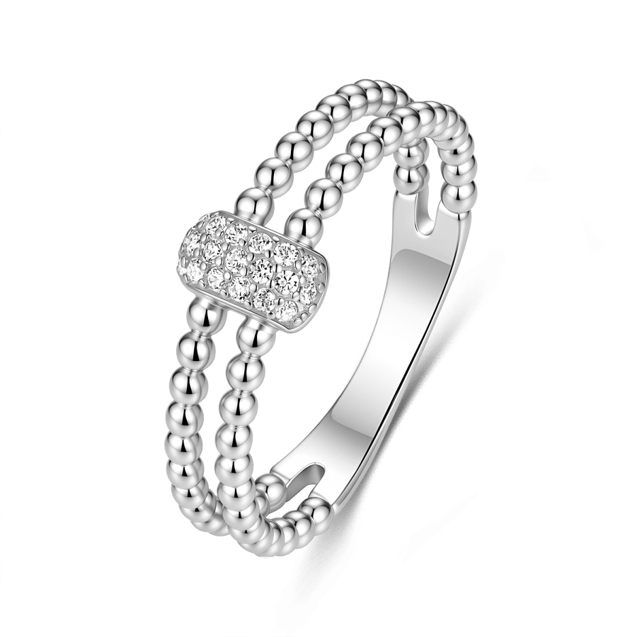 Damenring Silber 925 mit 18 Zirkonia, rhodiniert