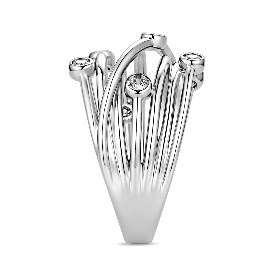 Damenring Silber 925 mit 7 Zirkonia, rhodiniert