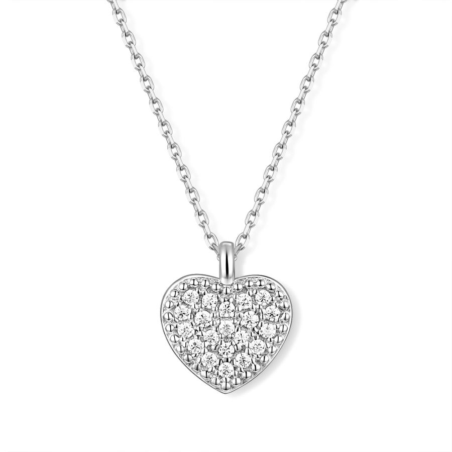 Collier 45/42/40cm Anhänger Herz 20 Zirkonia Silber 925/000 rhodiniert