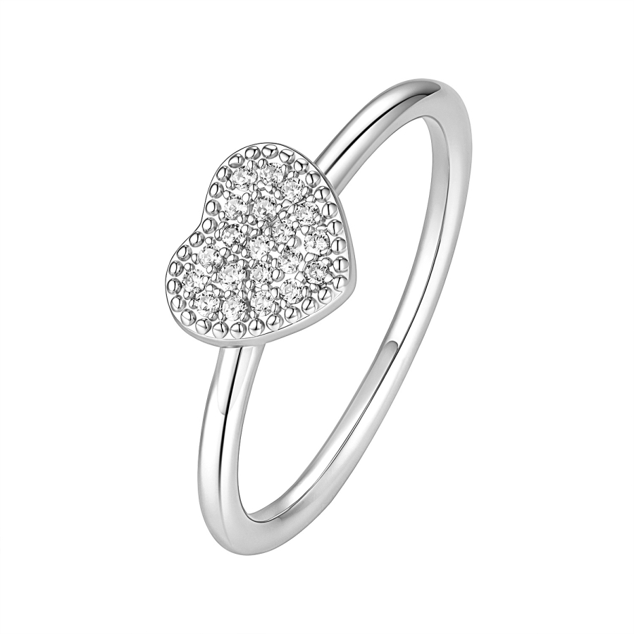 Damenring Herz mit 20 Zirkonia Silber 925/000 rhodiniert
