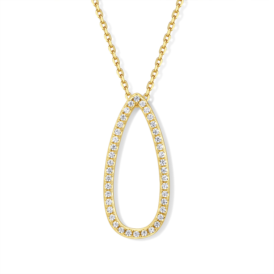 Collier 925 Silber 45 cm, verstellbar auf 42 und 40 cm, Anhänger mit 40 Zirkonia, vergoldet oder rhodiniert