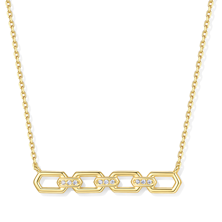 Collier 925 Silber 45 cm, verstellbar auf 42 und 40 cm, mit Anhänger 9 Zirkonia, vergoldet oder rhodiniert