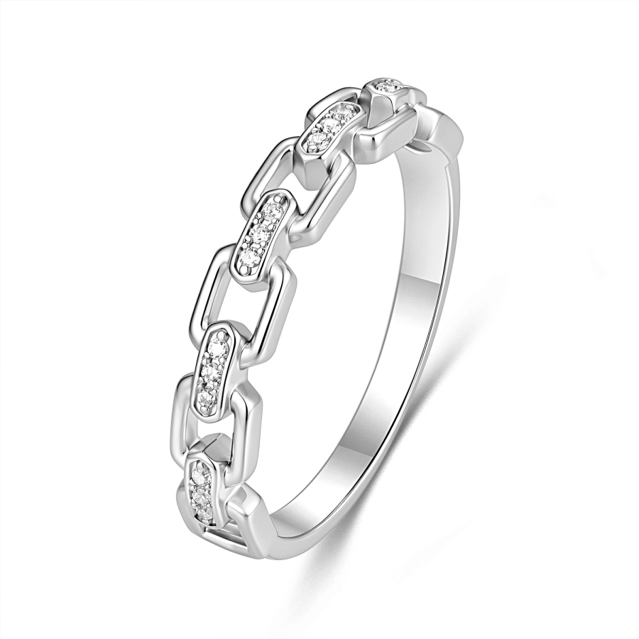 Damenring Silber 925 mit 15 Zirkonia, rhodiniert