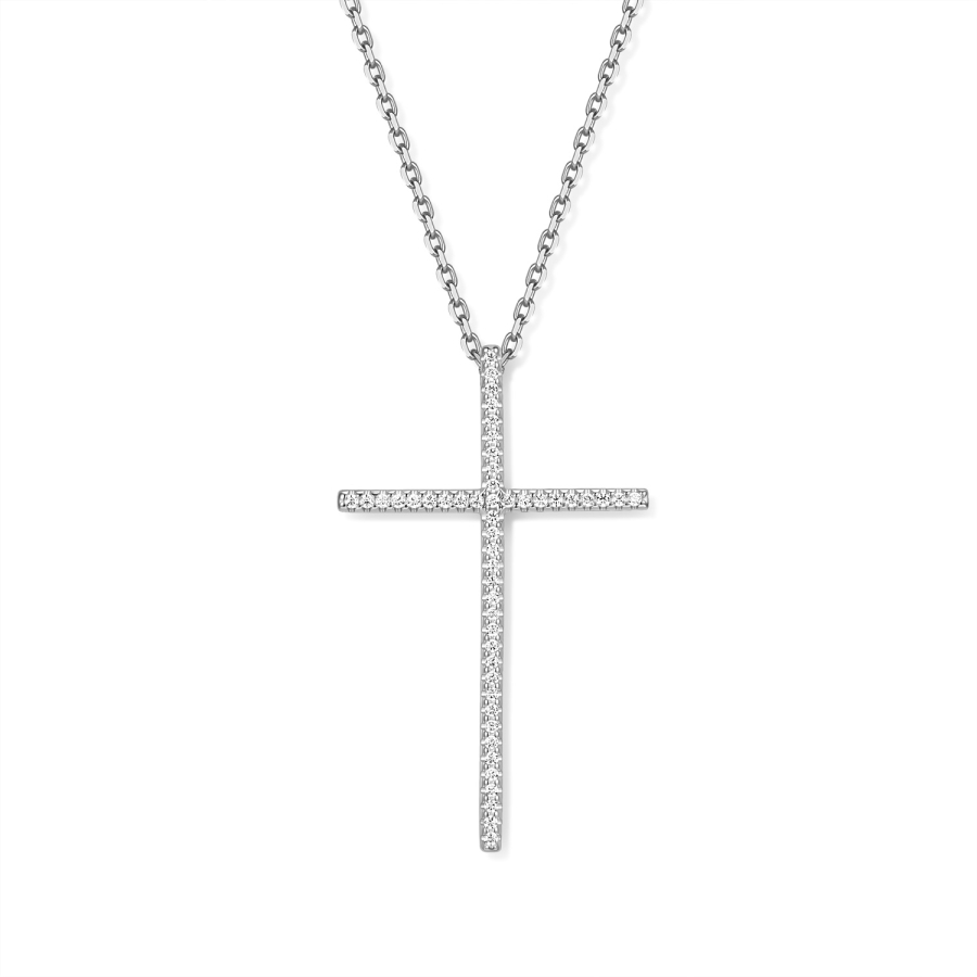 Collier Anhänger Kreuz Zirkonia Silber 925/000 rhodiniert