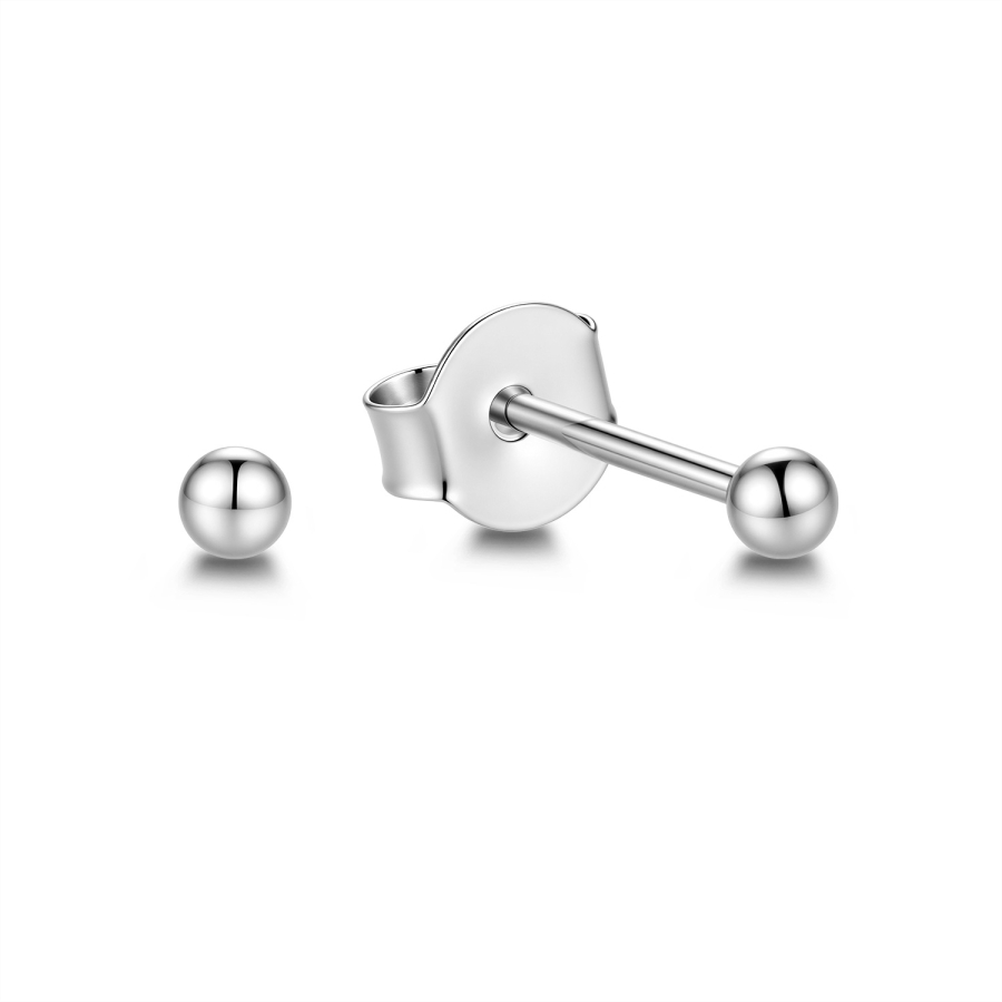 Ohrstecker Kugel 2mm Silber 925/000 rhodiniert