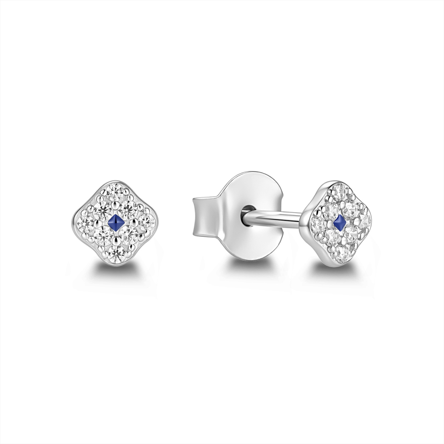 Ohrstecker 3,5x3,5mm mit 16 Zirkonia Silber 925/000 rhodiniert
