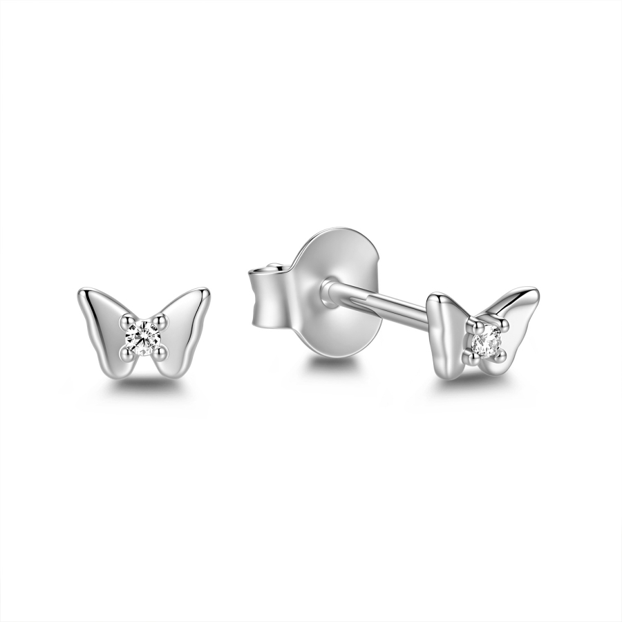 Ohrstecker Schmetterling mit Zirkonia Silber 925/000 rhodiniert