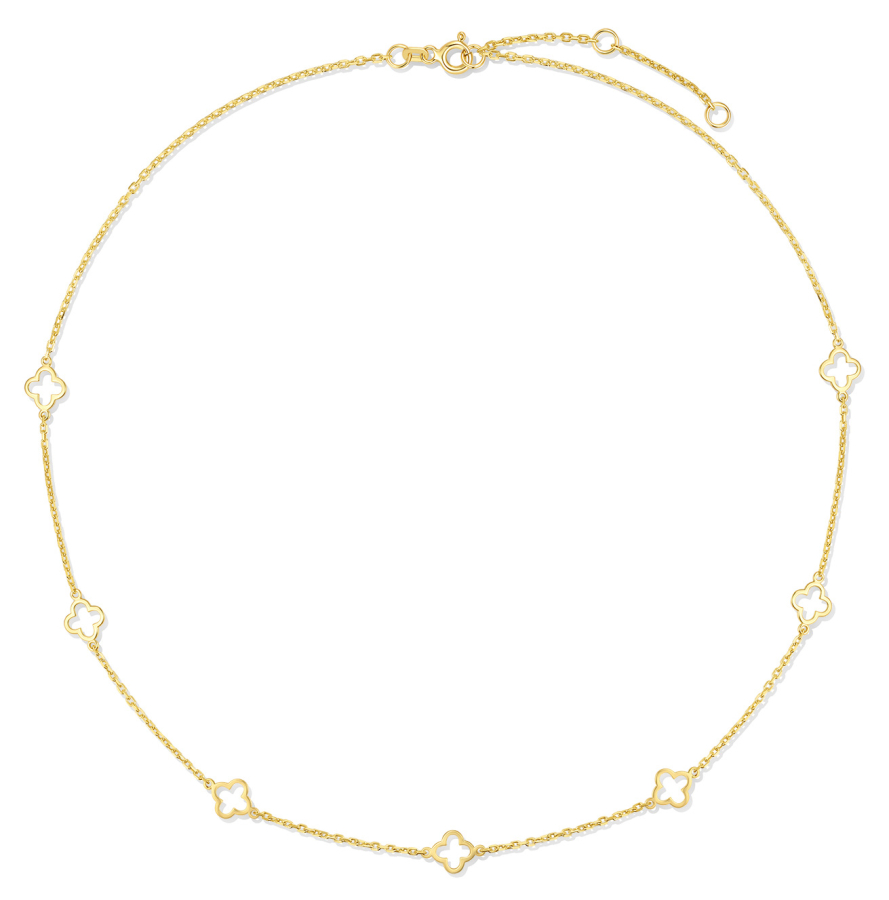 Collier 45/43/41 cm mit Kleeblättern Silber 925/000 vergoldet