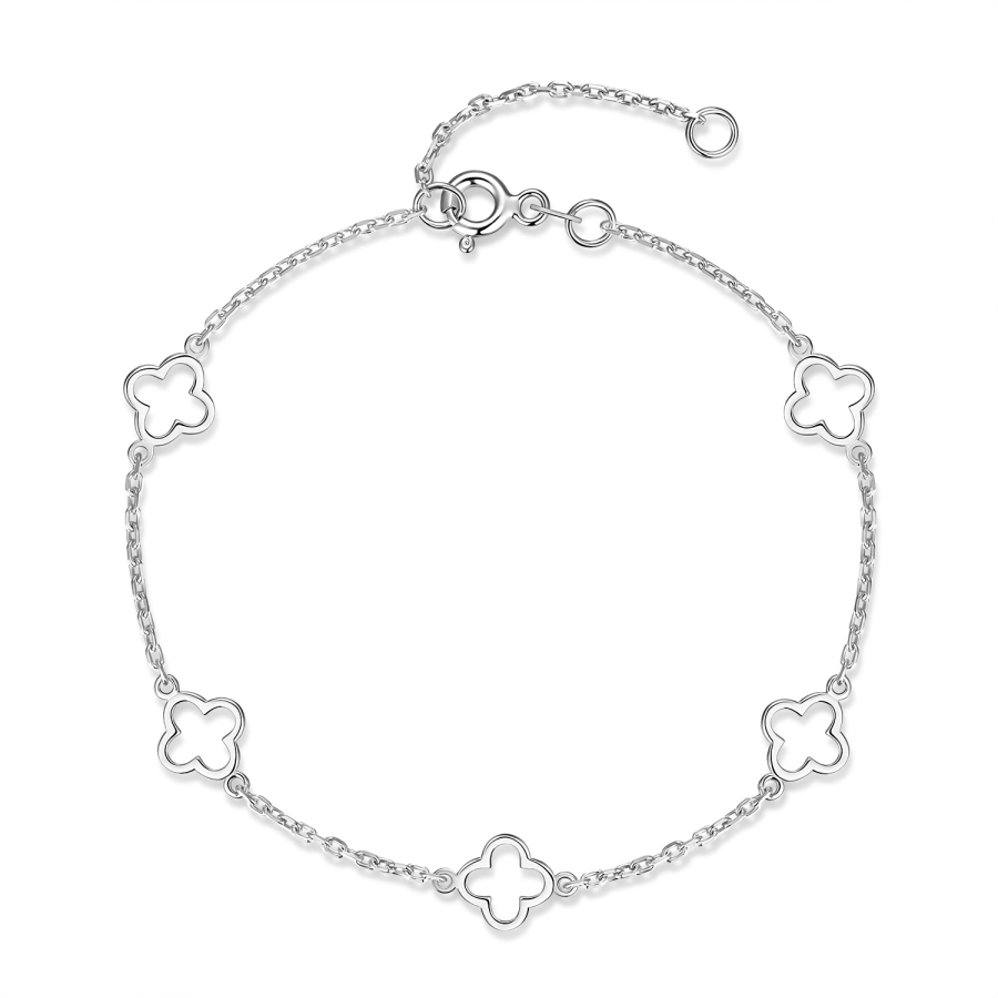 Armband 20/17cm mit Kleeblättern Silber 925/000 rhodiniert
