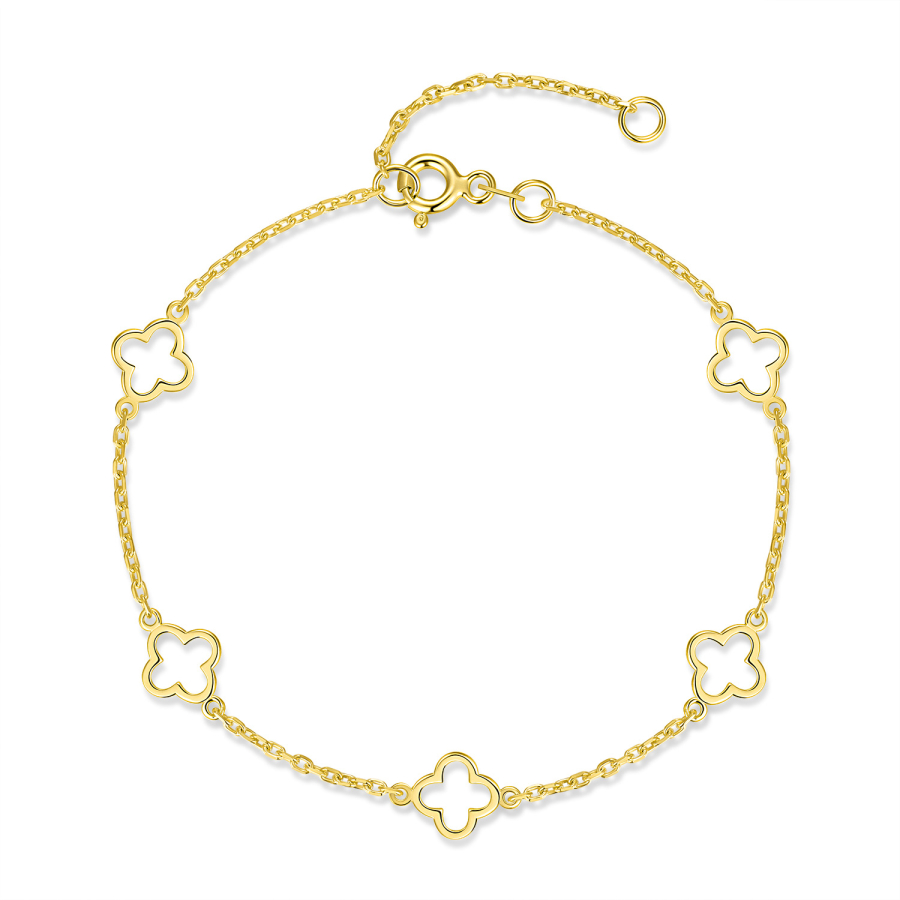 Armband 20/17cm mit Kleeblättern Silber 925/000 vergoldet