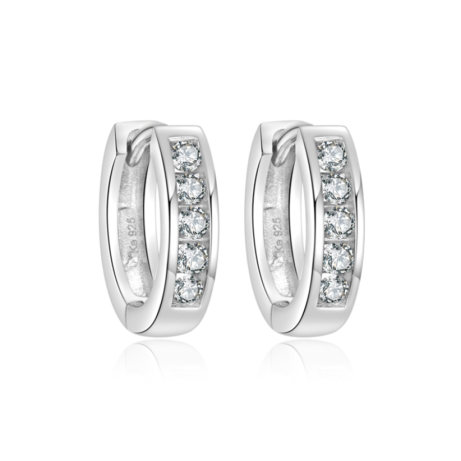 Klappcreolen 12mm mit 10 Zirkonia weiss Silber 925/000