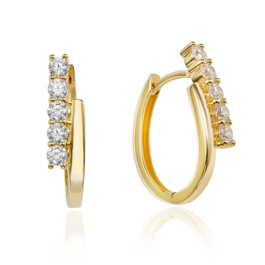 Klappcreolen mit 10 Zirkonia Gold 333/000