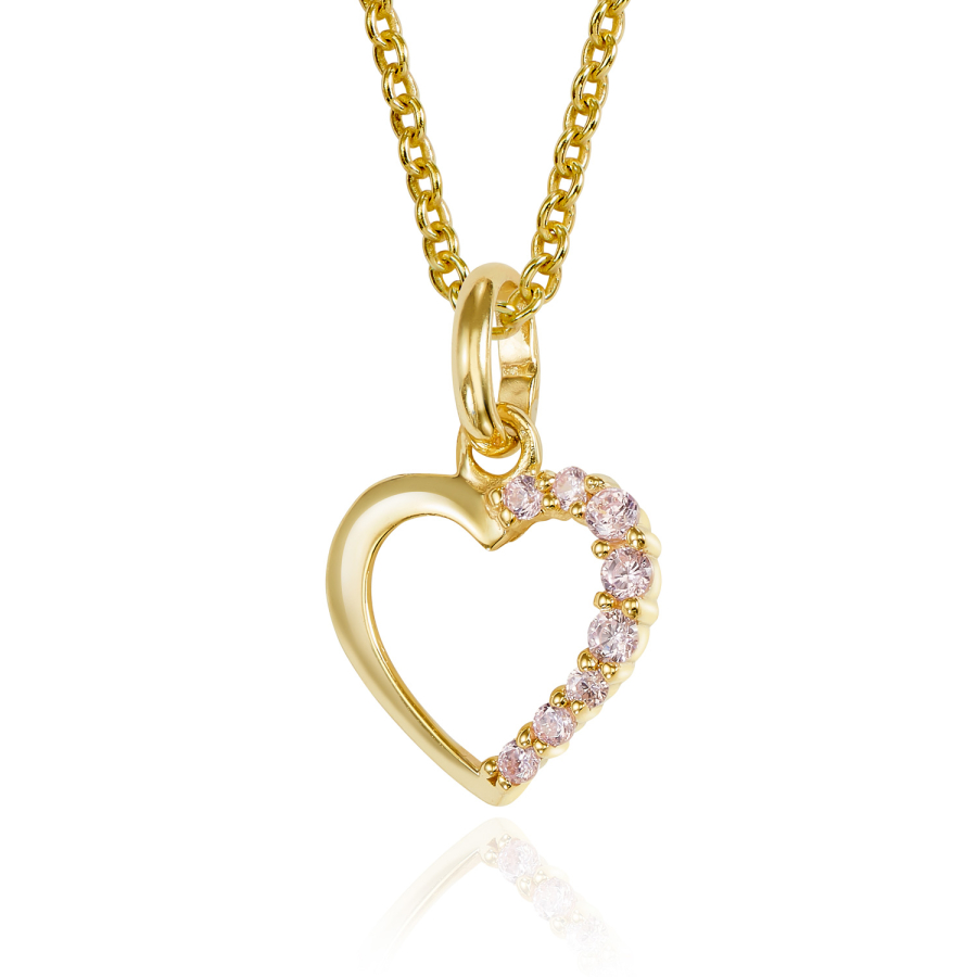 Anhänger Herz mit 8 Zirkonia pink Gold 333/000
