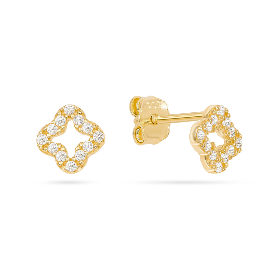 Ohrstecker Kleeblatt 24 Zirkonia Gold 333/000