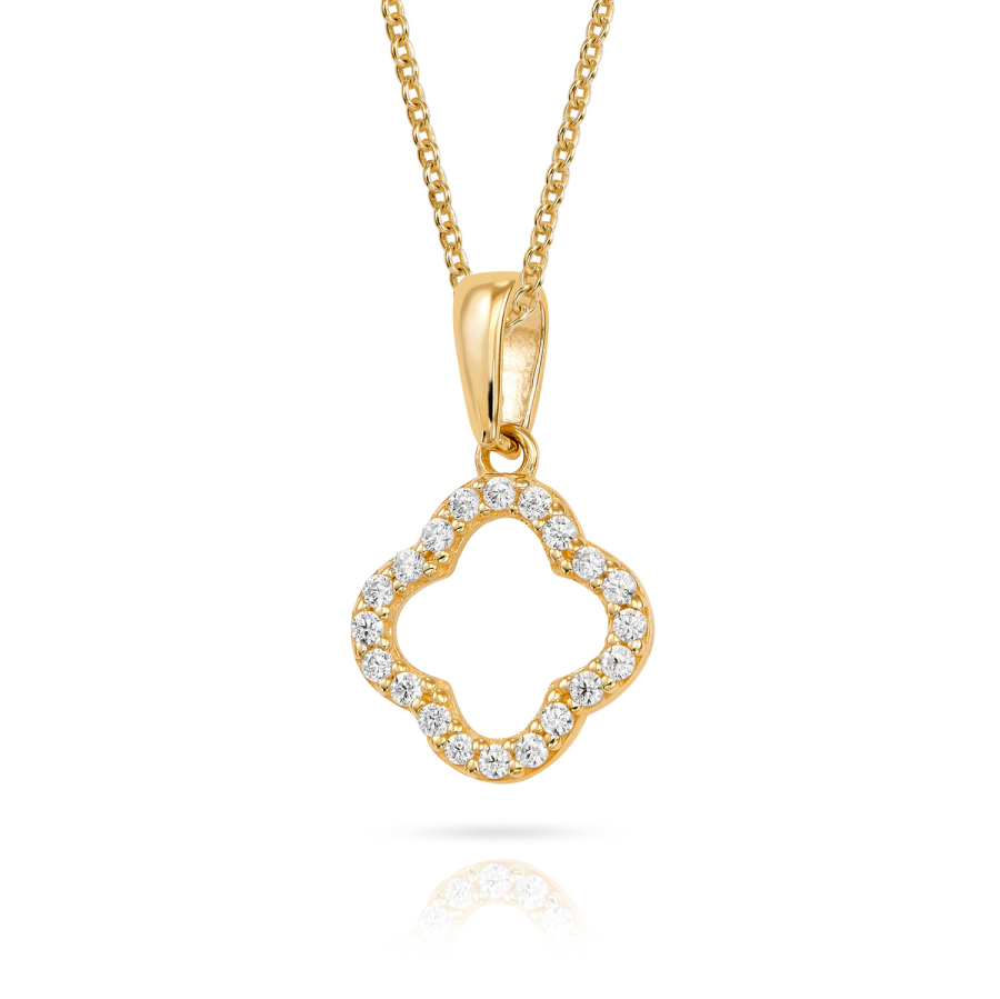 Anhänger Kleeblatt 20 Zirkonia Gold 333/000