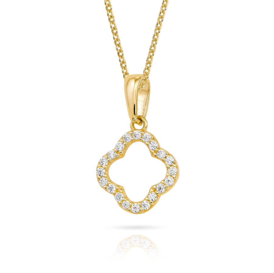 Anhänger Kleeblatt 20 Zirkonia Gold 333/000