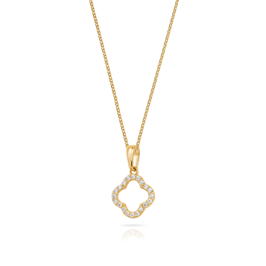 Anhänger Kleeblatt 20 Zirkonia Gold 333/000