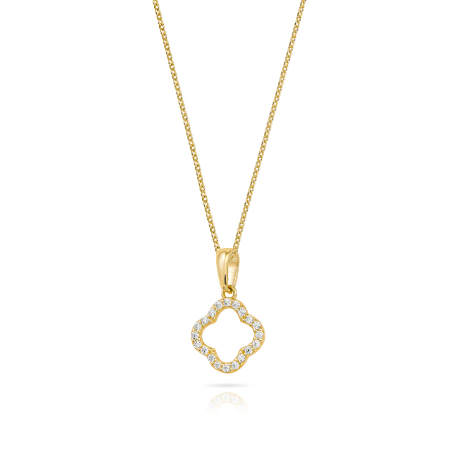 Anhänger Kleeblatt 20 Zirkonia Gold 333/000