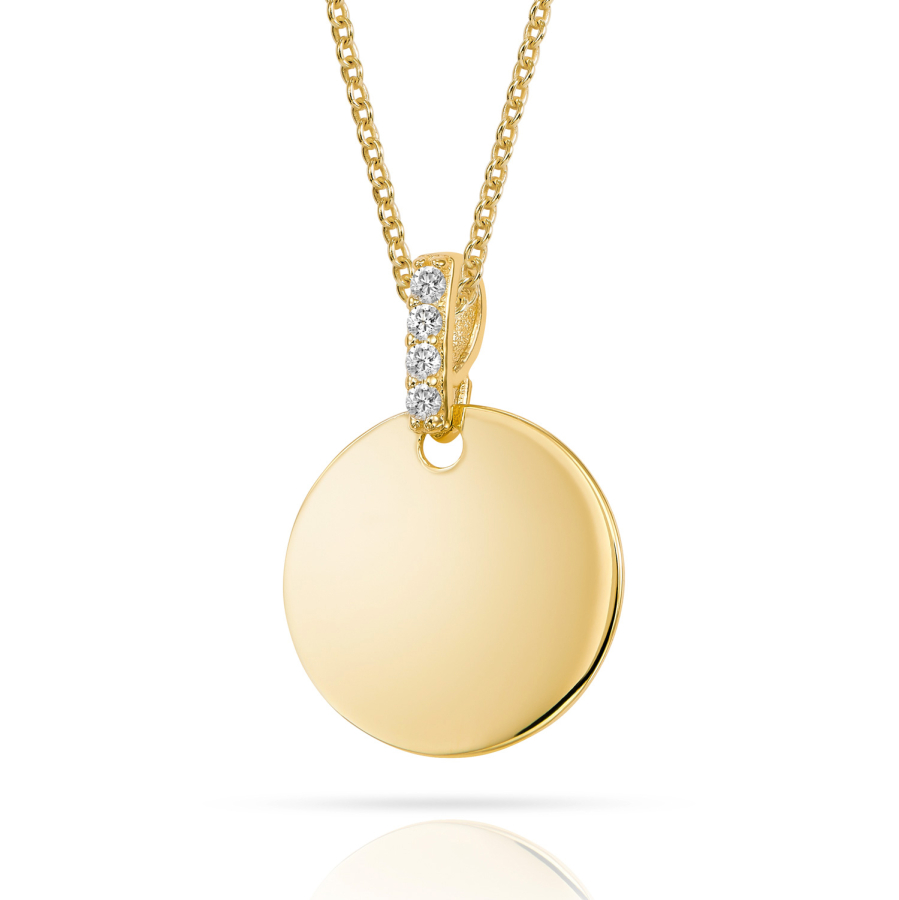 Anhänger Gravurplatte 4 Zirkonia Gold 333/000
