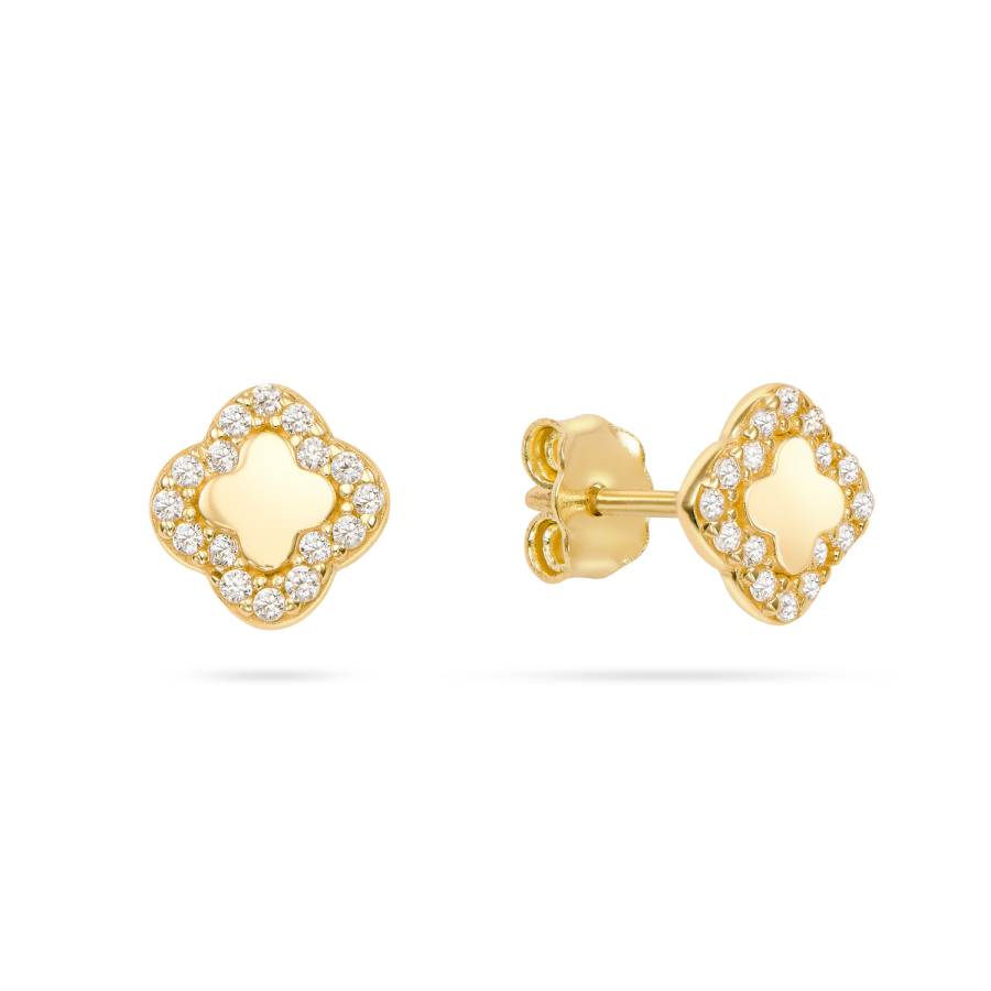 Ohrstecker Kleeblatt 32 Zirkonia Gold 333/000