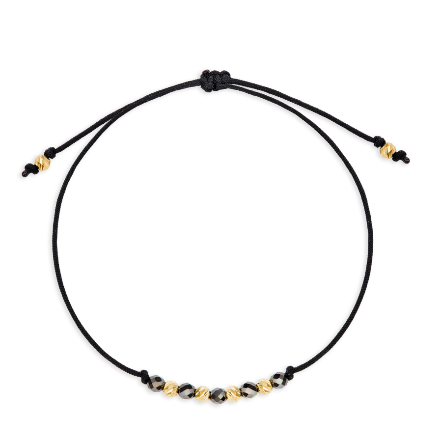 Textilarmband mit 6 Goldkugeln Gold 333/000