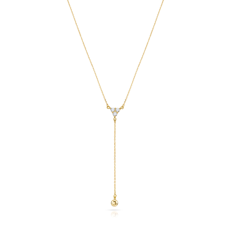 Y-Collier 3 Zirkonia und Kugel Gold 333/000