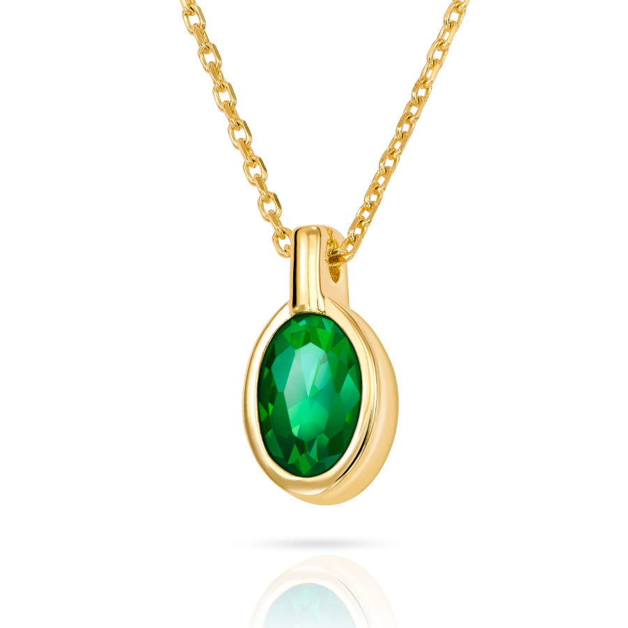 Collier Zirkonia smaragdgrün Gold 333/000