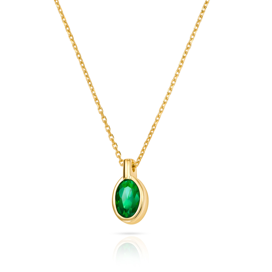 Collier Zirkonia smaragdgrün Gold 333/000