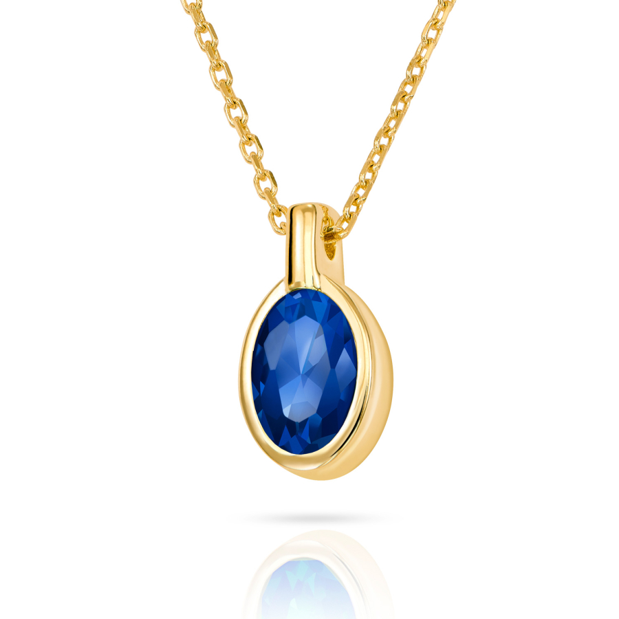 Collier Zirkonia safirblau Gold 333/000