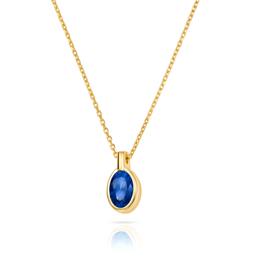 Collier Zirkonia safirblau Gold 333/000