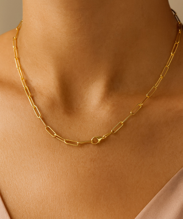 Paperclip Kette 45cm lang Gold 333/000