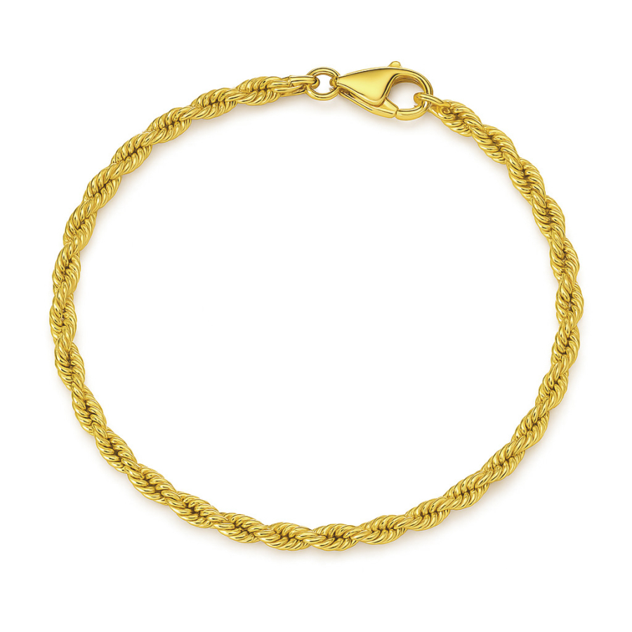 Kordelarmband 2.2mm breit massiv 19cm lang Gold 585/000