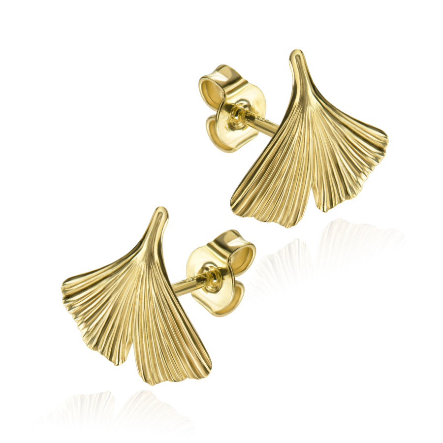 Ohrstecker Ginkgoblatt Gold 333/000