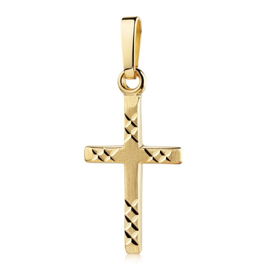 Anhänger Kreuz matt/diamatiert Gold 585/000