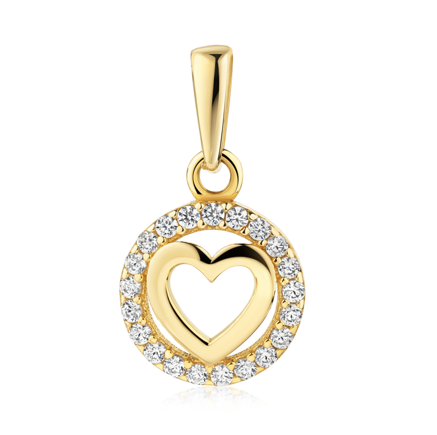 Anhänger Herz mit 21 Zirkonia Gold 333/000