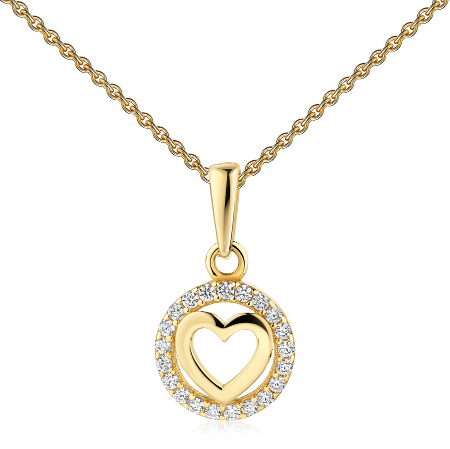 Anhänger Herz mit 21 Zirkonia Gold 333/000