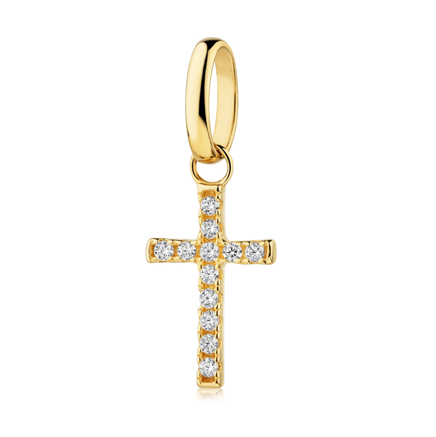 Anhänger Kreuz mit 12 Zirkonia Gold 333/000