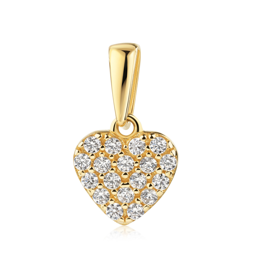 Anhänger Herz mit 17 Zirkonia Gold 333/000