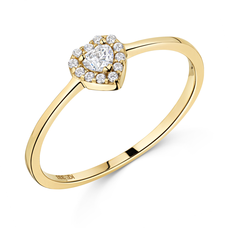 Damenring Herz mit 13 Zirkonia Gold 333/000