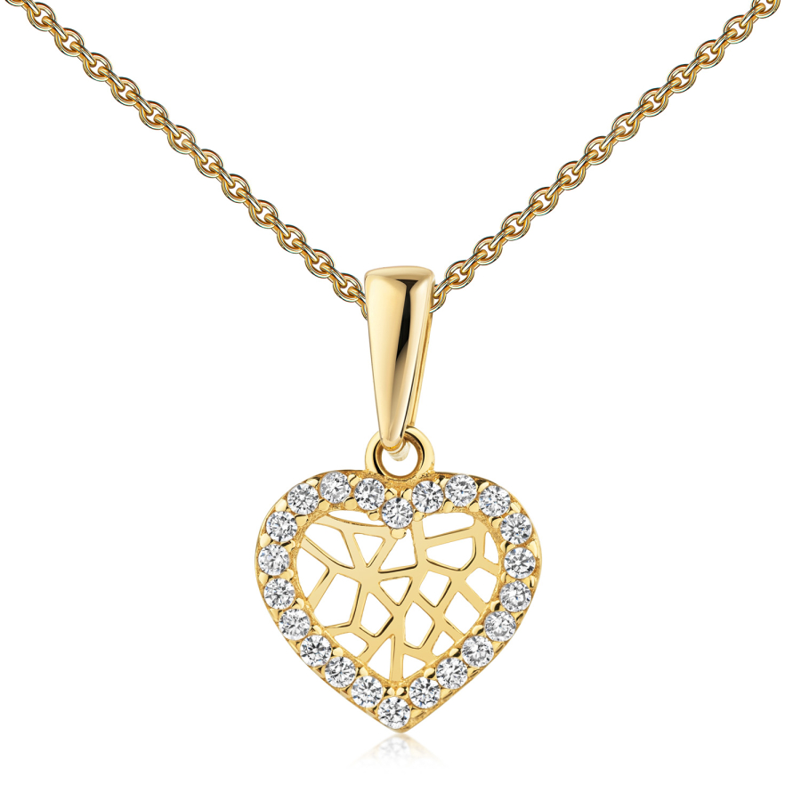 Anhänger Herz mit 22 Zirkonia Gold 333/000