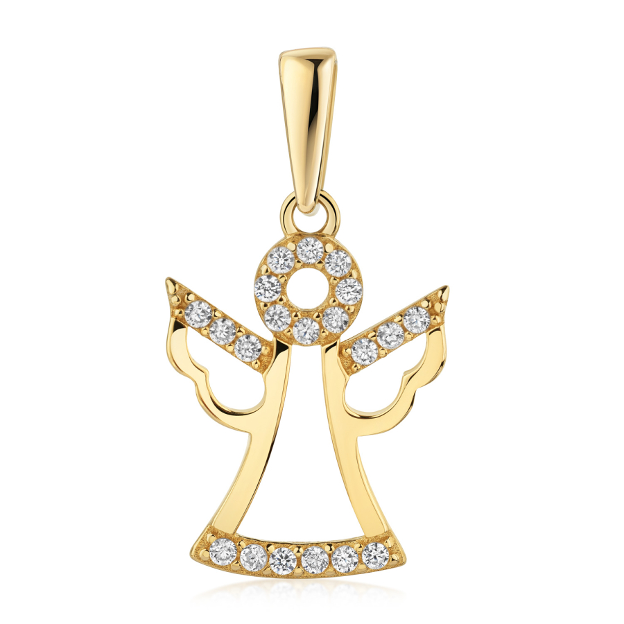 Anhänger Engel mit 20 Zirkonia Gold 333/000