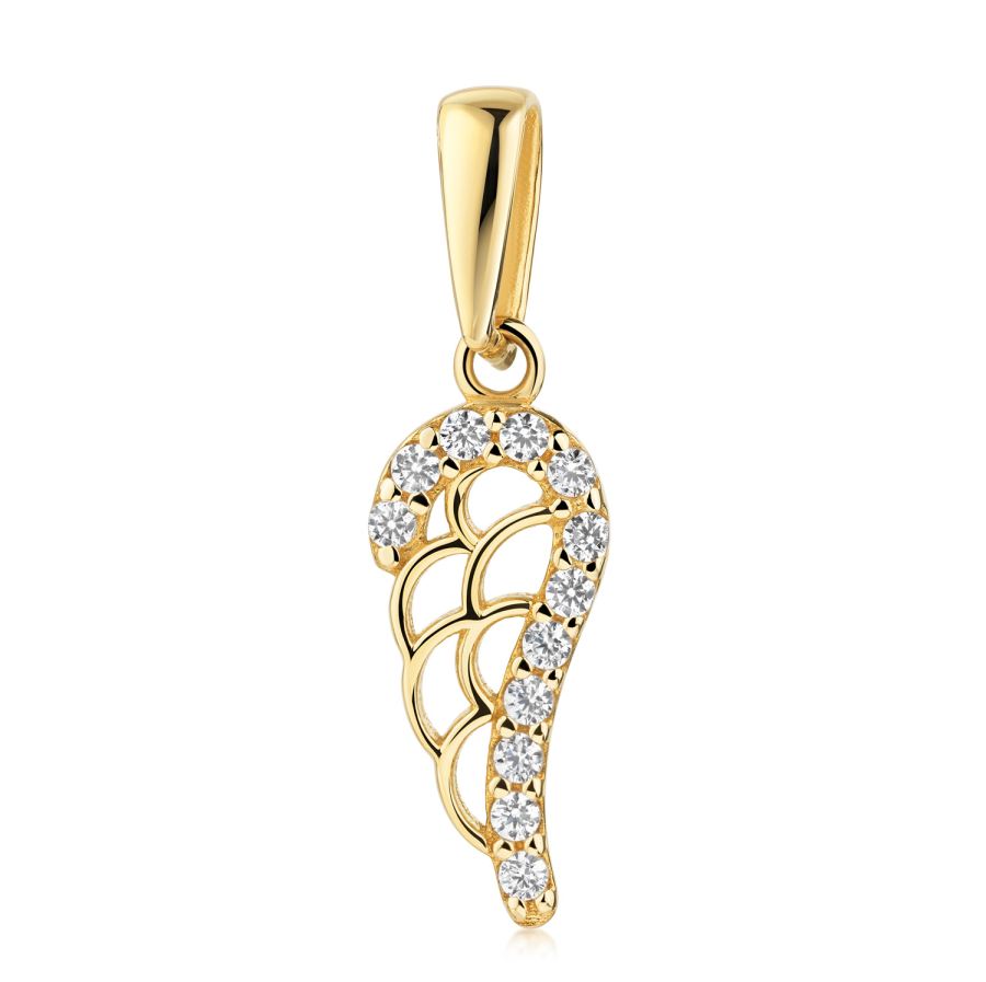 Anhänger Flügel mit 12 Zirkonia Gold 333/000