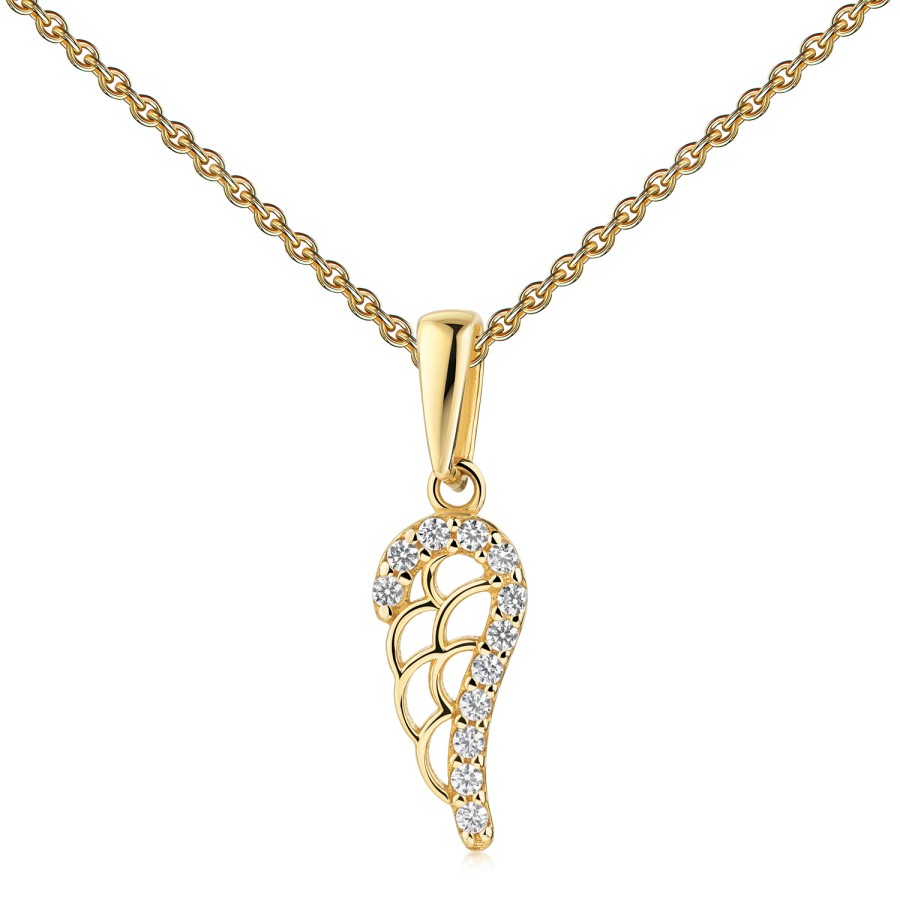 Anhänger Flügel mit 12 Zirkonia Gold 333/000