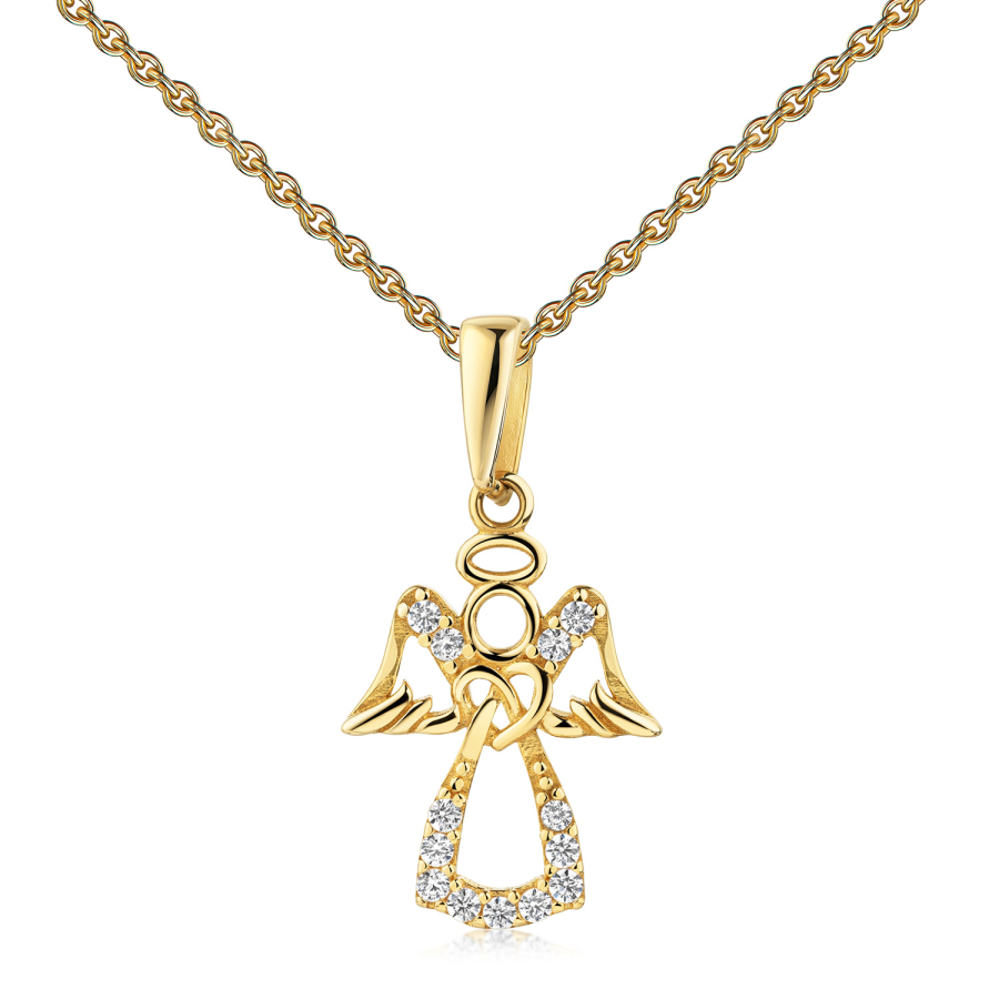 Anhänger Engel mit 13 Zirkonia Gold 333/000