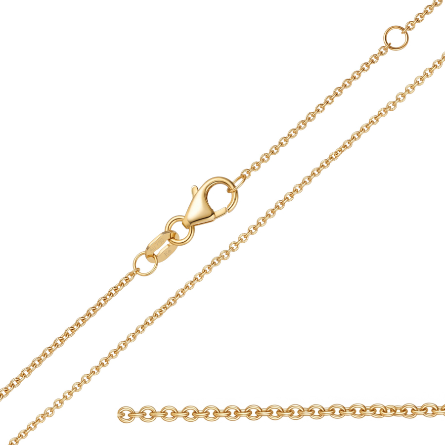 Ankerkette rund 750 Gold 1,1 mm breit 45 cm lang, verstellbar auf 42 cm