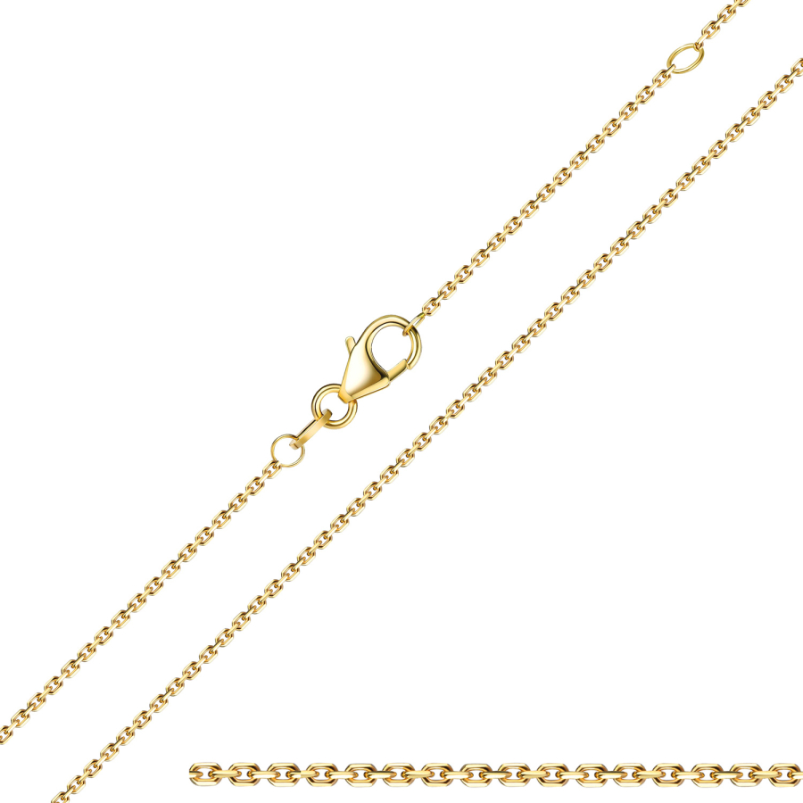 Ankerkette diamantiert 750 Gold 1,0 mm breit 45 cm lang, verstellbar auf 42 cm